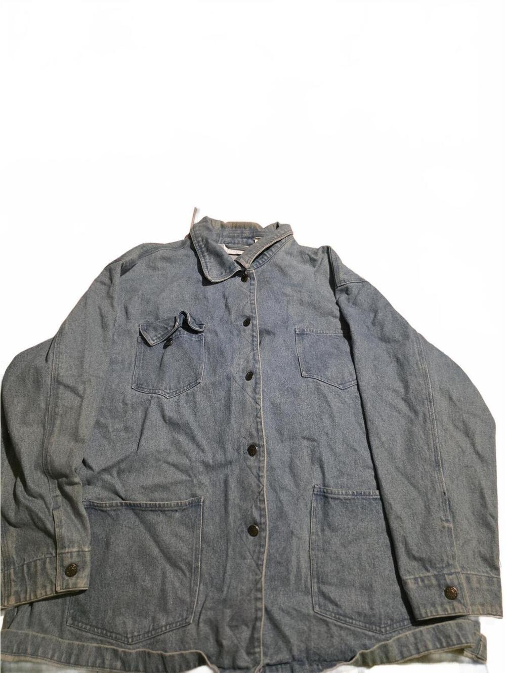 Vtg Basic Editions Plus 2XL Light Blue Denim Button-Up Chore Jacket